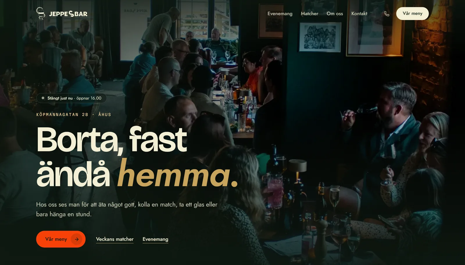 JeppeS Bar i Åhus — startsidan på sajten jag byggde