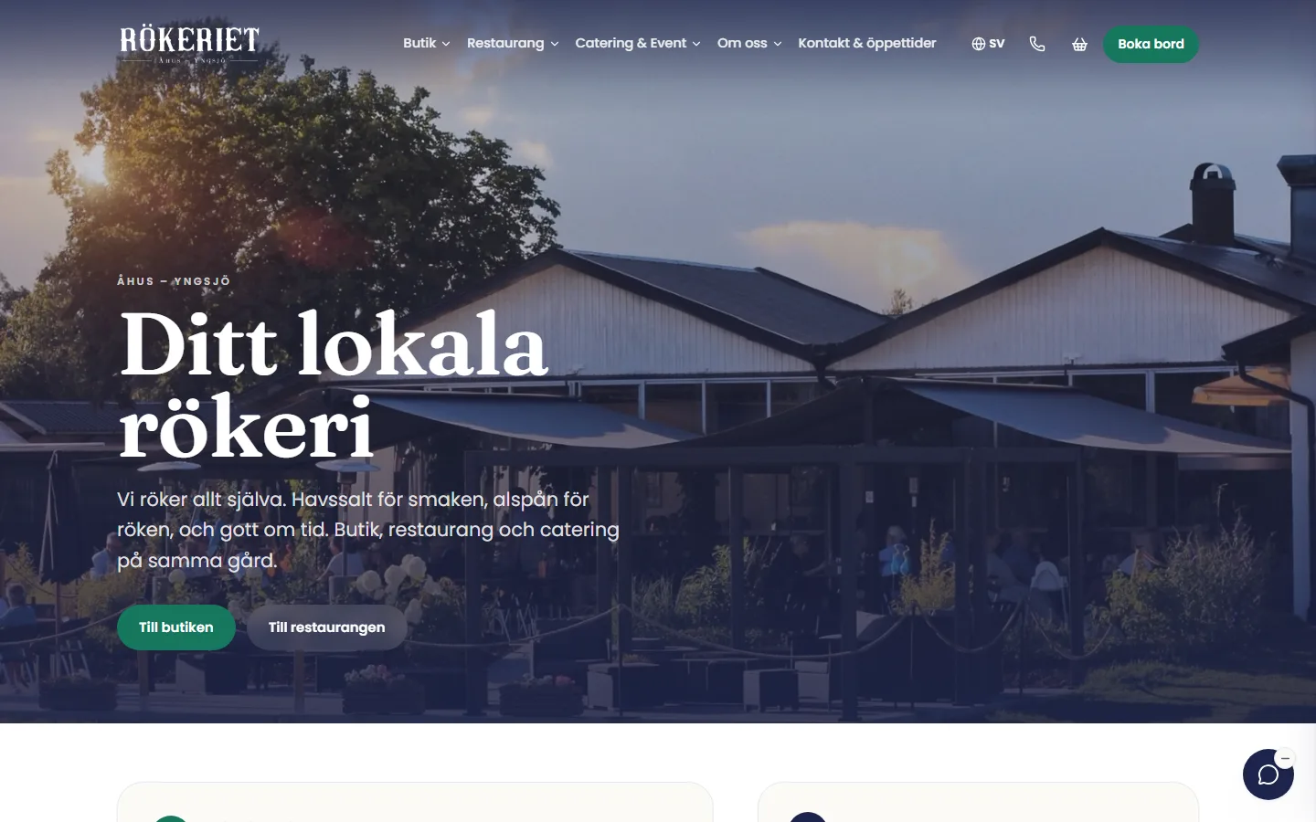 Rökeriet i Åhus — startsidan på sajten jag byggde