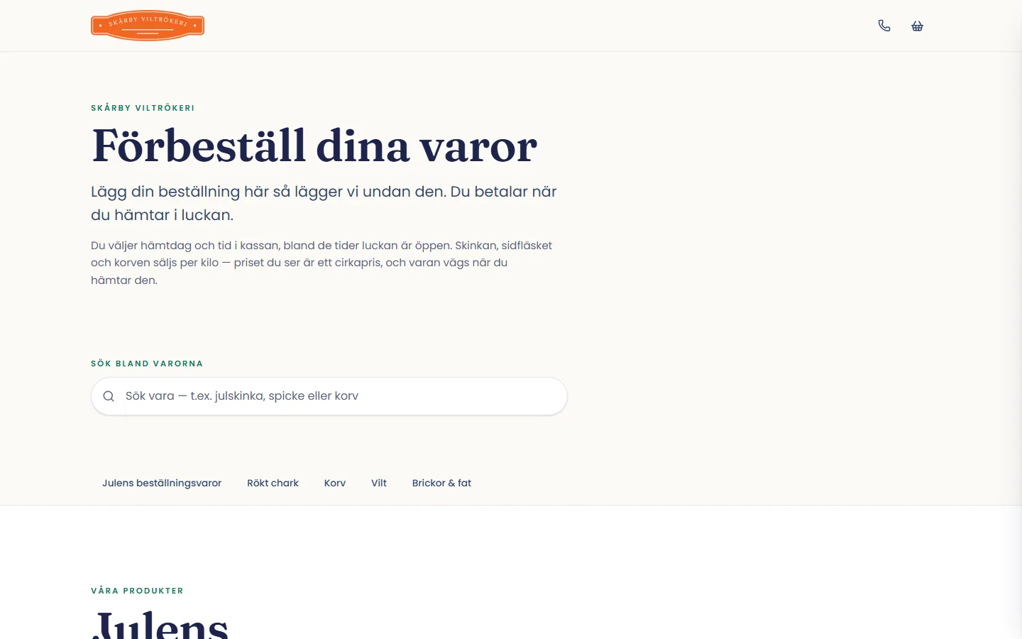 Skårby Viltrökeri — webbutiken jag byggde